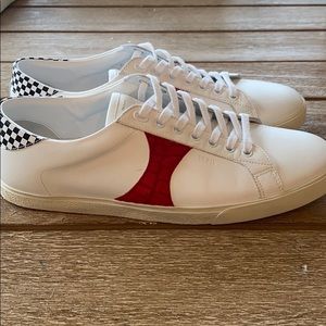 Celine TRIOMPHE low lace up sneaker Red calf hair